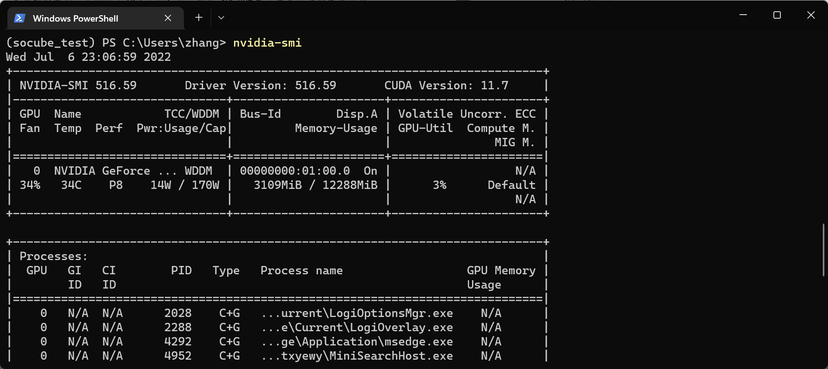 output of nvidia-smi